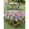 thumbnail image 4 of Outdoor Tablecloth with Umbrella Hole for Patio/Picnic/Party/Camping, Blue Purple Gnomes Waterproof Table Cloth Round Cover Washable, Spring Hydrangea Flower Leaf Green Plaid (Dia 60"), 4 of 8