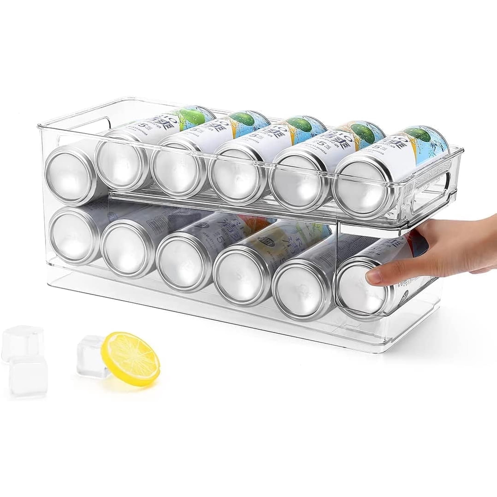 Govvep Soda Can Dispenser - 2-layer- Clear Transparent Design for Refrigerator, Kitchen, and Pantry Storage Organizer for Cans, Beverage Bottle, Canned Food, or Fridge Drink Holde