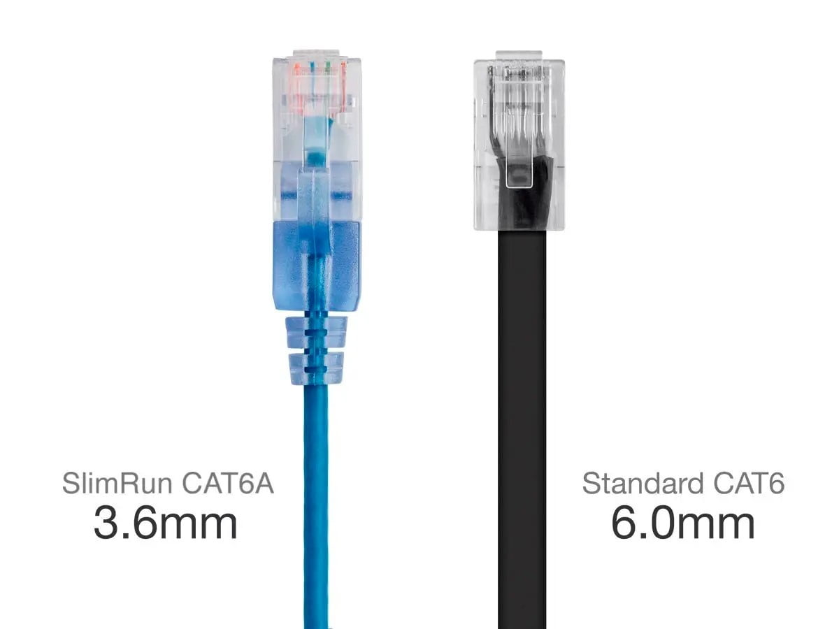 Monoprice Cat6A Patch Ethernet Cable - 14 Feet - Blue | UTP, 30AWG, 10G, Pure Bare Copper, Snagless RJ45, For Computer Networking Cable, LAN, Modem, Router - SlimRun Series