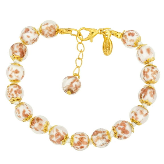 GlassOfVenice Murano Glass Sommerso Bracelet - Milky White