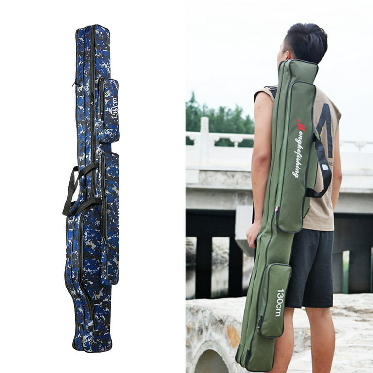 Fishing Rod Bag Carrier Pole Storage Case Layers 110cm Blue, Size: 2 Layers 110cm