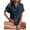 Navy Blue, variant on Women'S Cotton Button Down Shirt Rolled Cuffed Short Sleeve Blouse Ladies Casual V Neck Beach Tops Navy Blue L