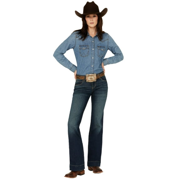 Wrangler Women's Retro Sadie Dark Wash Low Rise Stretch Trouser Jeans - 112338907 34W x 32L