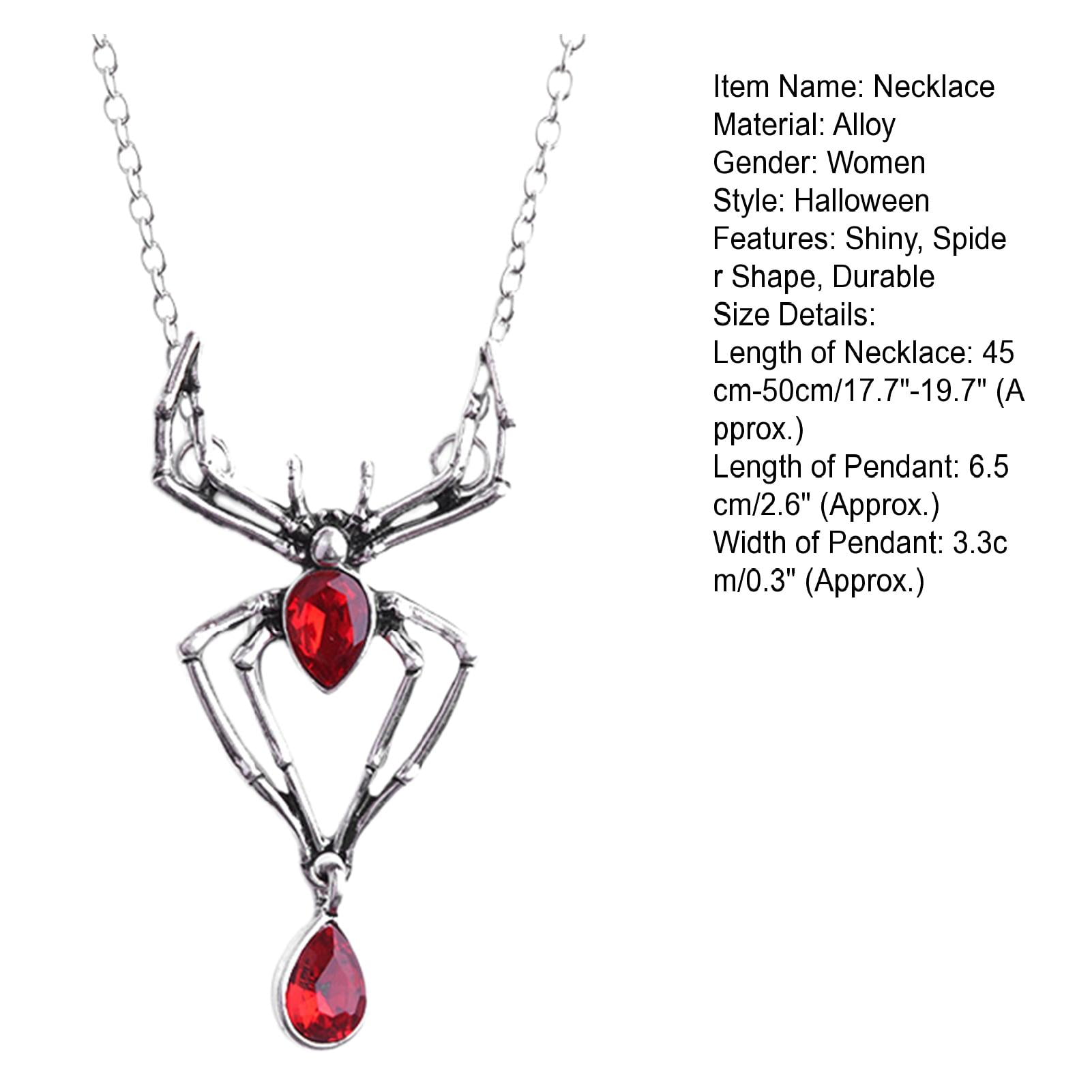 Happy Date Vintage Gothic Spider Necklace Halloween Crystal Spider