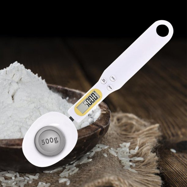 Báscula de electrónica portátil de 500g/0,1g, pantalla LCD Digital, pesaje de alimentos de medición con 1 de botón para accesorios blanco Baoblaze Balanza de cuchara electrónica