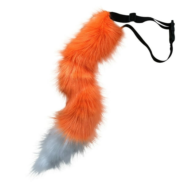 Colgante de cola de animal 3D para Halloween, con pompones y soporte para mujer, cola peluda de moda, 50 cm, cola de peluche para Halloween