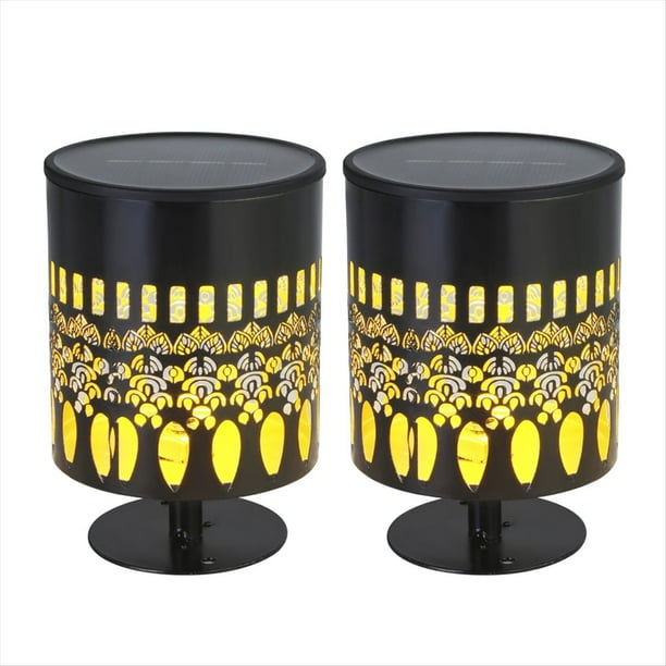Paquete de 2 Luces Solares para Vallas, de Metal, para Exteriores, con Energía Solar, para Pared, Terraza, Escalón, para Jardín, Patio, Decoración de Jardín A