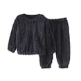 thumbnail image 4 of Byoo Infant Boy Cable Fleece 2 Piece Loungewear Outfit Long Sleeve Crew Neck Top Pants Homewear Set, 4 of 4