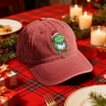 thumbnail image 4 of Christmas Hats for Men Women, Adjustable Embroidered Christmas Baseball Cap, Frog with Santa Hat Pattern (Red), 4 of 6