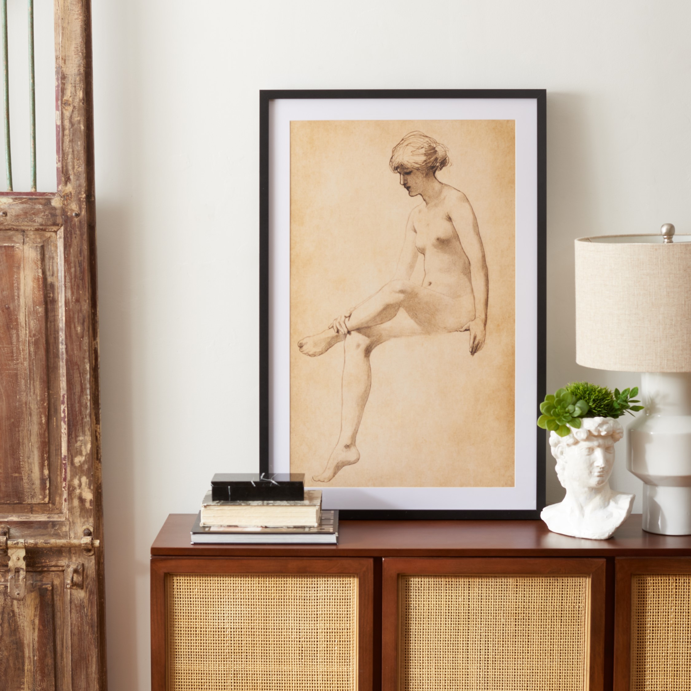 SAFAVIEH Easy Elegance 24 in. x 36 in. Framed Wall Art, Antique Ivory/Black