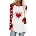 thumbnail image 2 of Valentines Day Shirts For Women Funny Love Heart Graphic Valentines T-Shirt Round Neck Long Sleeve Loose Fit Tops Red S, 2 of 5
