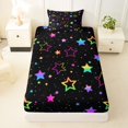 thumbnail image 3 of Manfei Glowing Gradient Stars Twin Sheets,Sprinkle Print Bedding,Black,3-Piece,1 Flat Sheet,1 Fitted Sheet and 1 Pillowcase, 3 of 6