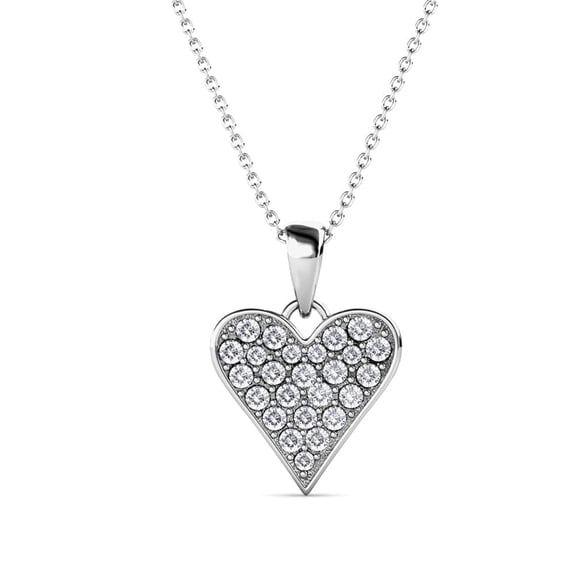 Cate & Chloe Cecilia 18k White Gold Plated Heart Pendant Necklace with Swarovski Crystals for Women