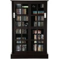"Atlantic 49"" Windowpane Espresso Media Multimedia Movie DVD CD Shelf Bookcase Storage