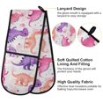 thumbnail image 4 of Dailycode Double Sided Oven Mitt with Loop Heat Resistant Kitchen Long Potholders 7" x 35" Cartoon Pastel Dinosaurs, 4 of 6