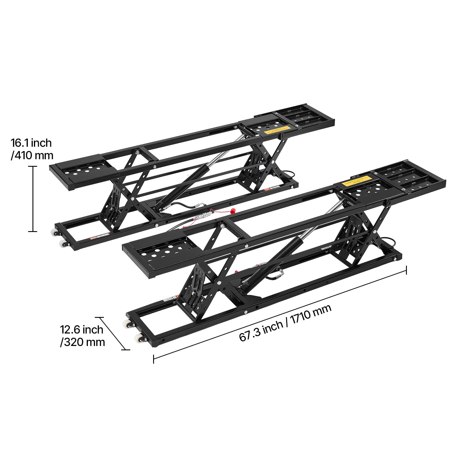 KFFKFF Portable Car Lift, 5000 lbs Capacity, Durable Quick Lift with 25.6" Max Height, Pneumatic Pump, Wheels, 4 Rubber Pads & 4 Lifting Columns