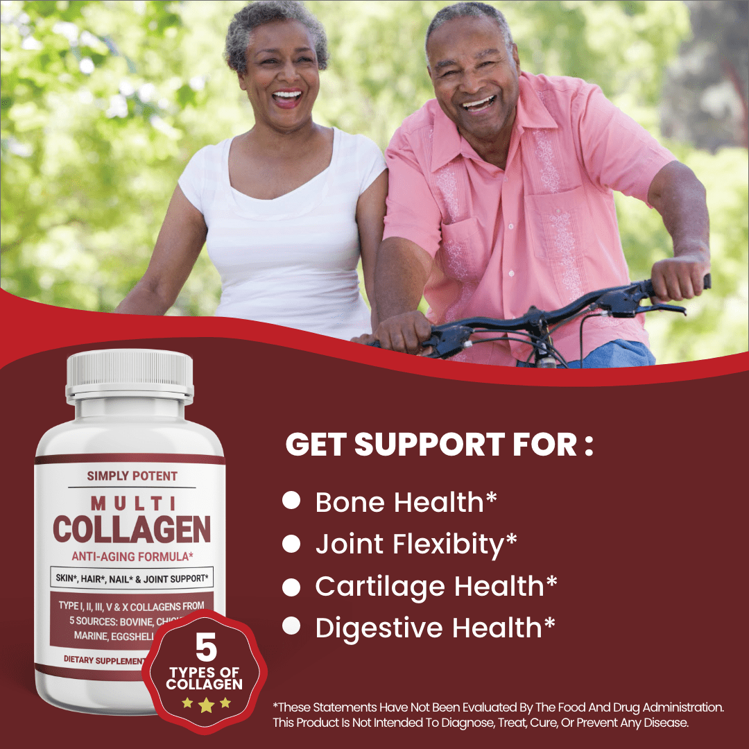 Simply Potent Multi Collagen Peptides Capsules, 60 Type I II III V X Hydrolyzed Collagen, Keto & Paleo, Gluten Free, Pack of 2