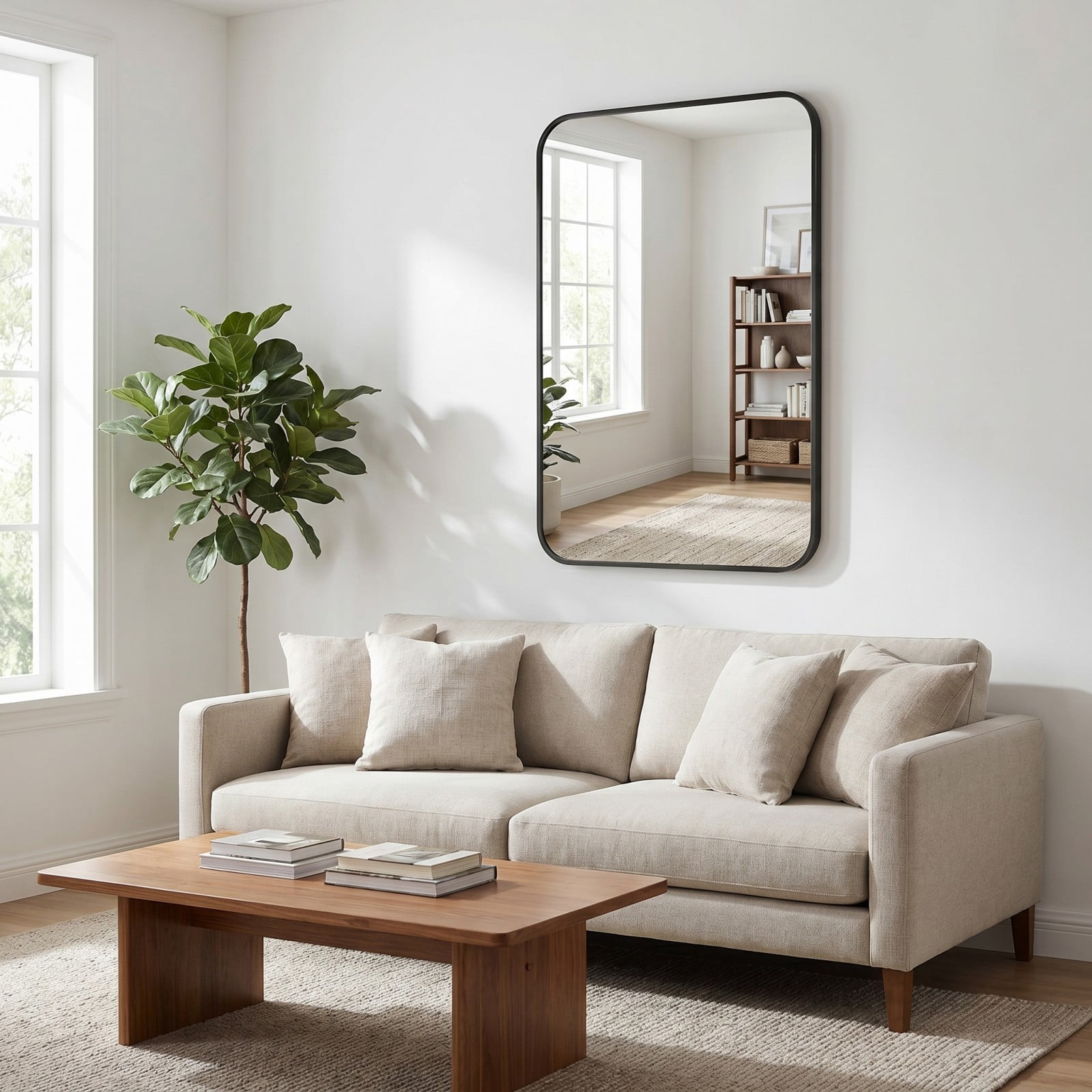 Gleamira 16"x24" Bathroom Mirror Wall-Mounted Mirror with Rectangular Metal Frame, Black
