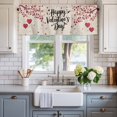 thumbnail image 2 of Happy Valentines Day Farmhouse Short Window Curtain Valances, Red Love Branches Spring Beige Rod Pocket Kitchen Valances for Living Room Bedroom Bathroom Cafe 60" x 18", 2 of 8