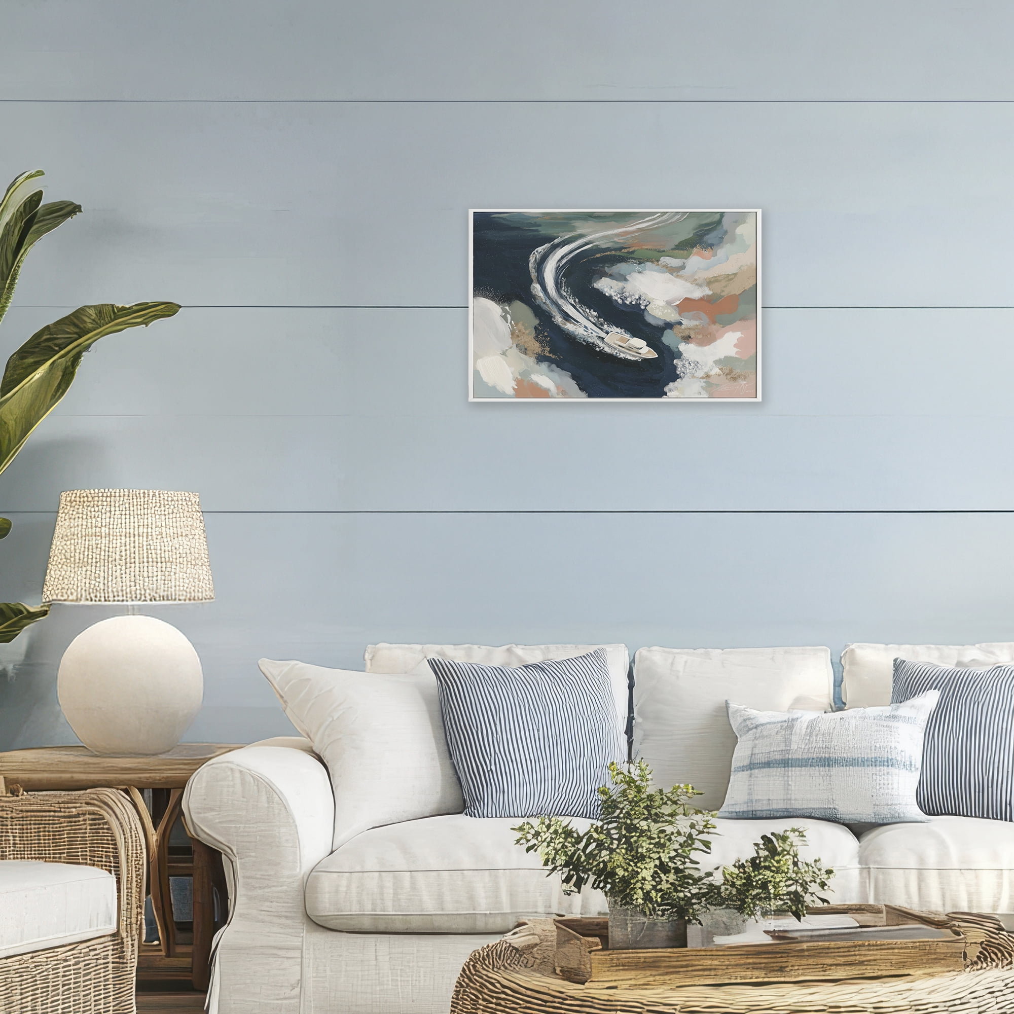 Stupell Industries Boat Wake From Above White Framed Giclee Art, design by Chromatic Storm Studio