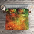 thumbnail image 2 of Ambesonne Nebula Quilted Coverlet 3 Pcs, Cosmos Space Planet, King Size, Orange Green, 2 of 2