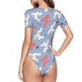 thumbnail image 4 of The Xecao Cartoon Poodle Dog Women's Crew Neck Body Suit, a short-sleeved bodysuit and basic swimsuit, both comfort and style for dating and daily life, 4 of 9