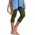 thumbnail image 4 of Cagogo Women Plus Size Capri Pants High Waisted Solid Casual Basic Capri Pants Leggings Party, Green 3XL, 4 of 9