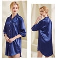thumbnail image 2 of Zoeecloth Satin Nightgowns for Women Silk Sleepwear Sleepshirt Button down Pj Sleepshirt 3/4 Sleeve V-Neck Nightshirts Sleep Shirts for WomeS-XXL, 2 of 9