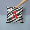 thumbnail image 2 of Carolines Treasures CJ1024-APW1414 Letter A Monogram - Zebra Stripe and Red Fabric Decorative Pillow, 14Hx14W,, 2 of 4