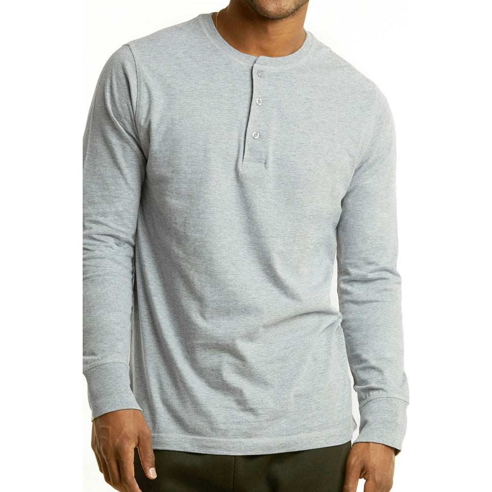 Blended - Men's Henley 3-Button Pullover Cotton T-Shirt Long Sleeve ...