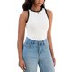 thumbnail image 4 of Camisetas sin mangas de verano de color bloque de mujer ATHLECHIC, cuello redondo, ribeteadas, tamaño XL, blanco y negro, 4 of 5