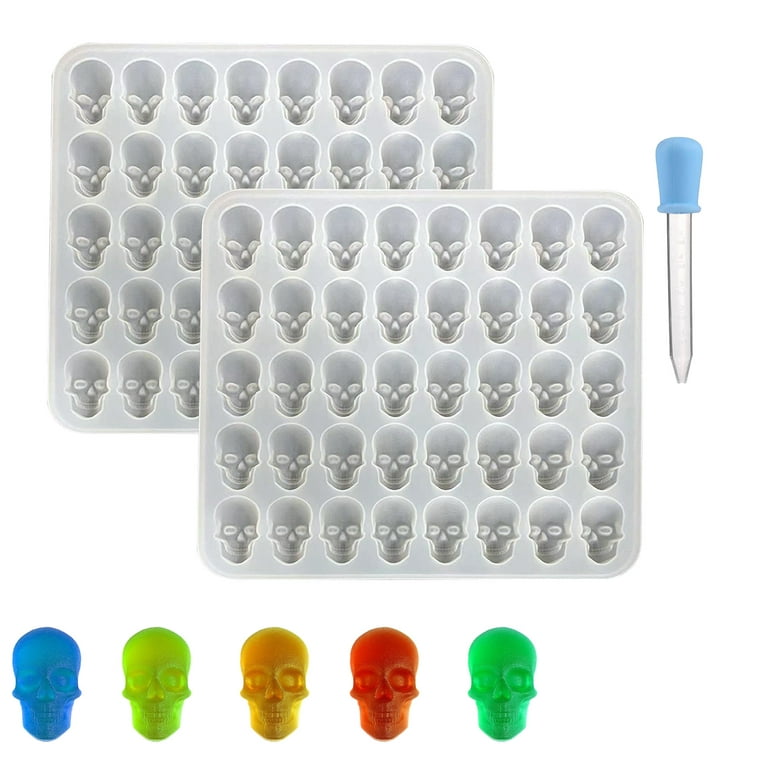 Viugreum Skull Silicone Candy Molds | Halloween Skull Mold | 2pcs Silicone Dog Molds for Treats, Making Ice Cubes, Candies, Chocolates, DIY Baking