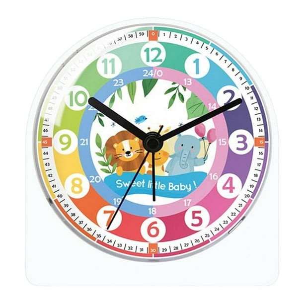 Reloj despertador analógico que dice la hora, reloj didáctico, lámpara de noche, escritorio a pilas. zoo