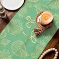thumbnail image 3 of Ocean Conch Shell Table Runner 70 Inches, Coastal Seahorse Coral Bows Vintage Green Bed Runner Dresser Scarves Tabletop for Indoor Outdoor Parties/Ceremony/Banquet, 13" x 70", 3 of 9