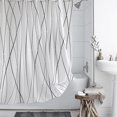 thumbnail image 3 of Cortina de baño de ducha con rayas florales de poliéster, cortina de baño impermeable gruesa (M 180*180cm), 3 of 8