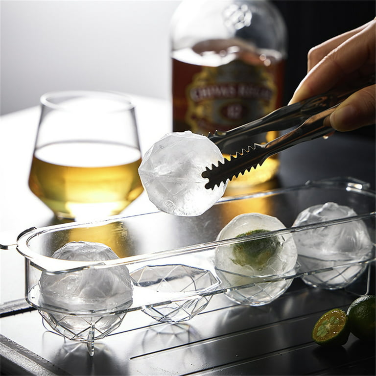 Xinwanna Ice Ball Mold Food Grade Double Layer Pet 4-Hole Drinks Round Ice Ball Tray Maker for Home (1pc,L), Size: Large, Other