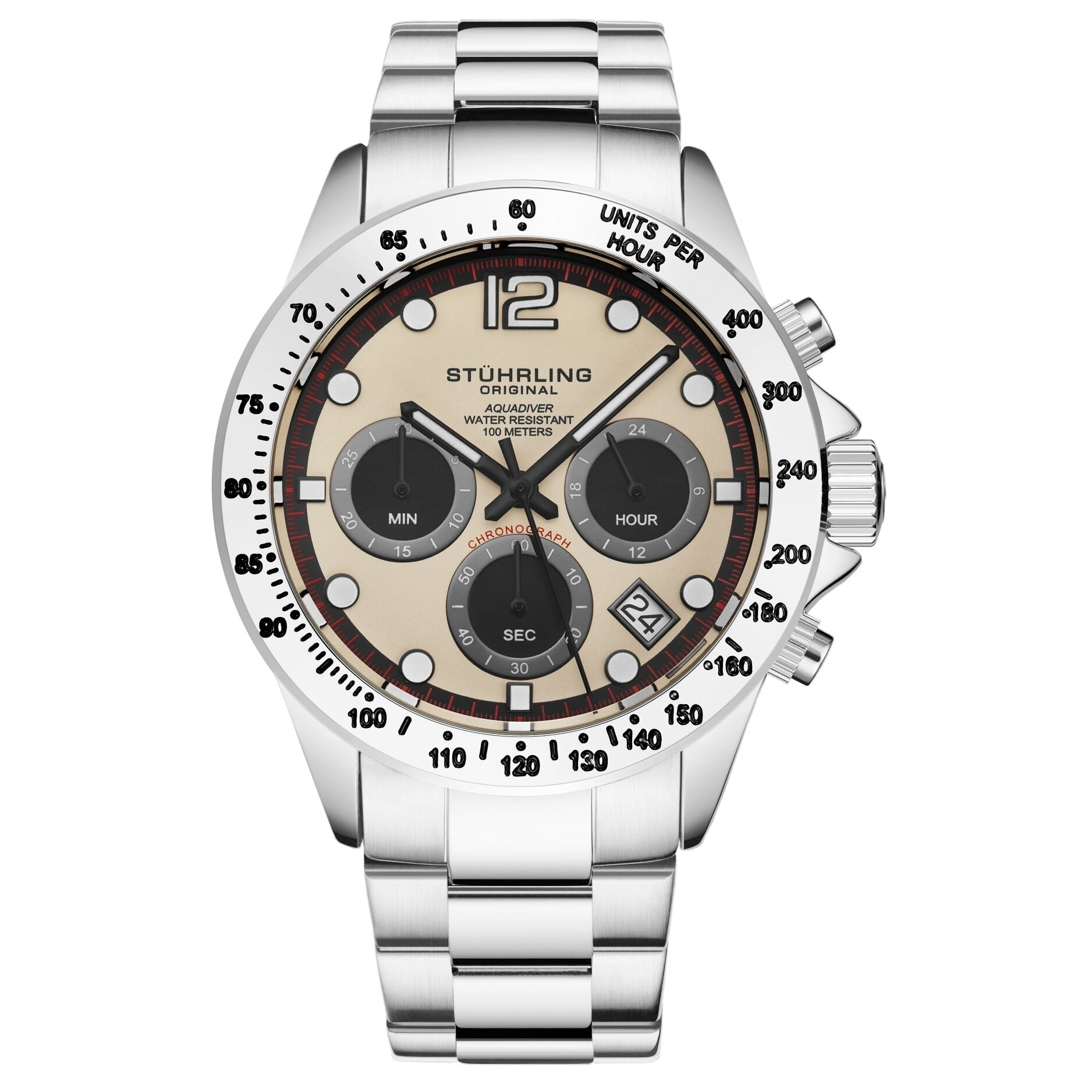 stuhrling original men's stainless steel chronograph watch
