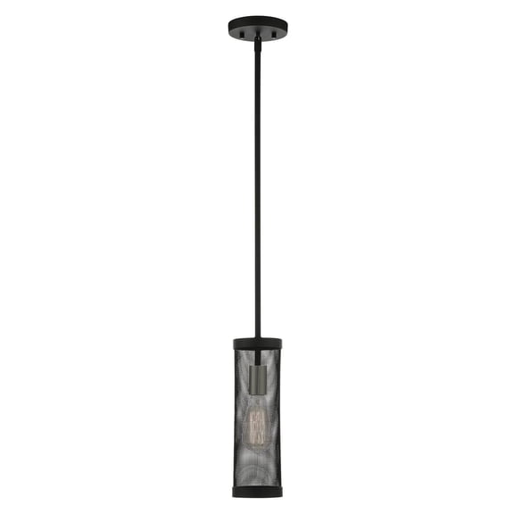 46211-04 Livex Lighting Industro - 1 Light Pendant in Contemporary Style - 5.13 Inches wide by 21.5 Inches high-Black/Brushed Nickel Finish