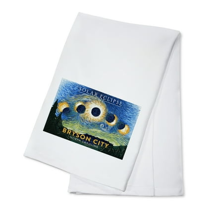 Kitchen Themes 2017 Bryson City, North Carolina - Starry Night - Solar Eclipse 2017 - Lantern Press Artwork (100% Cotton Kitchen Towel) ()