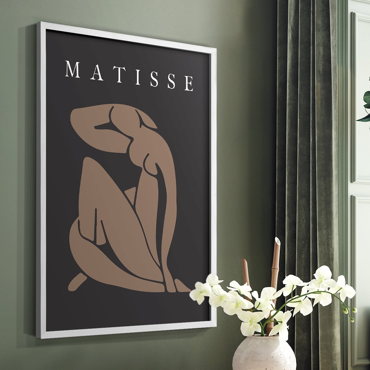 Matisse CCCLXXVII in White Solid Wood 22 x 28 Framed Print