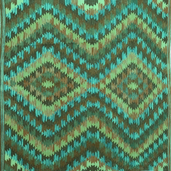 Ahgly Company Indoor Square Southwestern Turquoise Blue Country Area Rugs, 6' Square