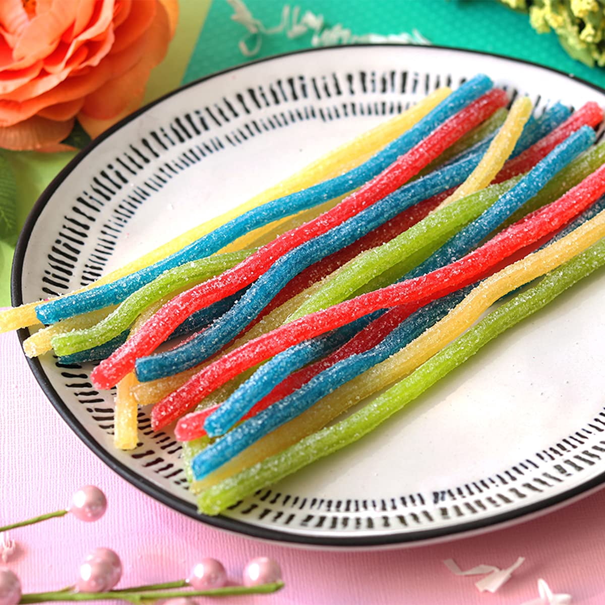 Sour Punch Rainbow Straws Chewy Candy 2oz Tray (24-Pack)