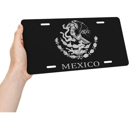 Mexico Mexican Mex Flag Logo License Plate Patriotic Metal Aluminum License Plate Car Decoration 6x12 Inches Bar Home Restaurant Wall Decor 4-Hole