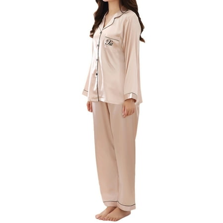 

vbnergoie Women Ladies Casual Spring Pure Color Long-sleeved Comfortable Home Pyjamas Set Cotton Nightgowns for Women Night Cotton Dress