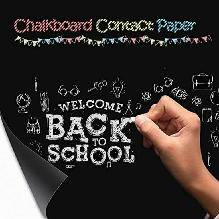 VEELIKE Chalkboard Wallpaper Stick and Peel Blackboard Stickers Removable  Chalkboard Contact Paper Roll 17.7” x 78.7 - 5 Chalks Included Self