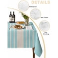 thumbnail image 3 of Aqua Beige Striped Tablecloth Square Table Cloth 54x54, Waterproof Outdoor Table Cloth Covers Decorative Table Protector, Modern Farmhouse Retro Lines Washable Table Cover for Kitchen Dinning Party, 3 of 8