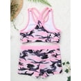 thumbnail image 6 of Sholeno Girls Tankini Swimsuit Two Piece Crop Topw with Boyshorts Summer Swimwear Bathing Suits Camouflage Pink 16, 6 of 7