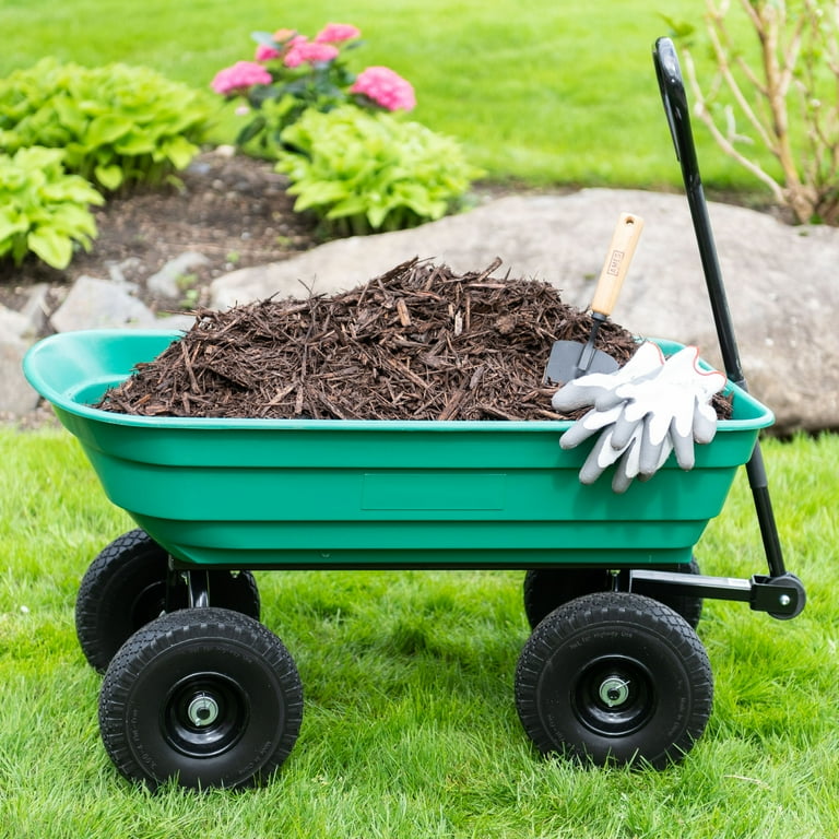 Garden Star 70275 4 Cubic Foot Green Poly Tray Garden Wagon with