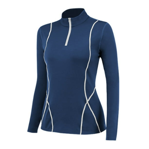 Qarigey Ropa deportiva Mujer Fitness Sudadera larga Ropa Jogging Shape-wear Thin Thermal Elastic Gym Tight Set conjuntos de ropa Azul marino SG Qarigey AP013544-19