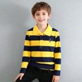 thumbnail image 5 of BRGZLK Boys School Uniform Polo Shirt Unisex Spring Summer Stripe Cute Bear Print Casual Sports Classic Fit Long Sleeve Top Yellow 10-11 Years, 5 of 5